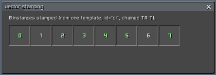 Eight numbered slots stamped from one template, chained left to right