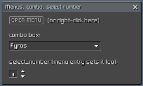 The menus window: a combo box and a select_number spinner